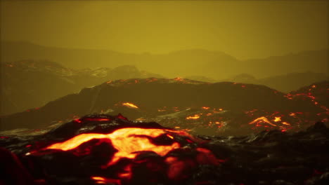 campos de lava al final de la erupción del volcán