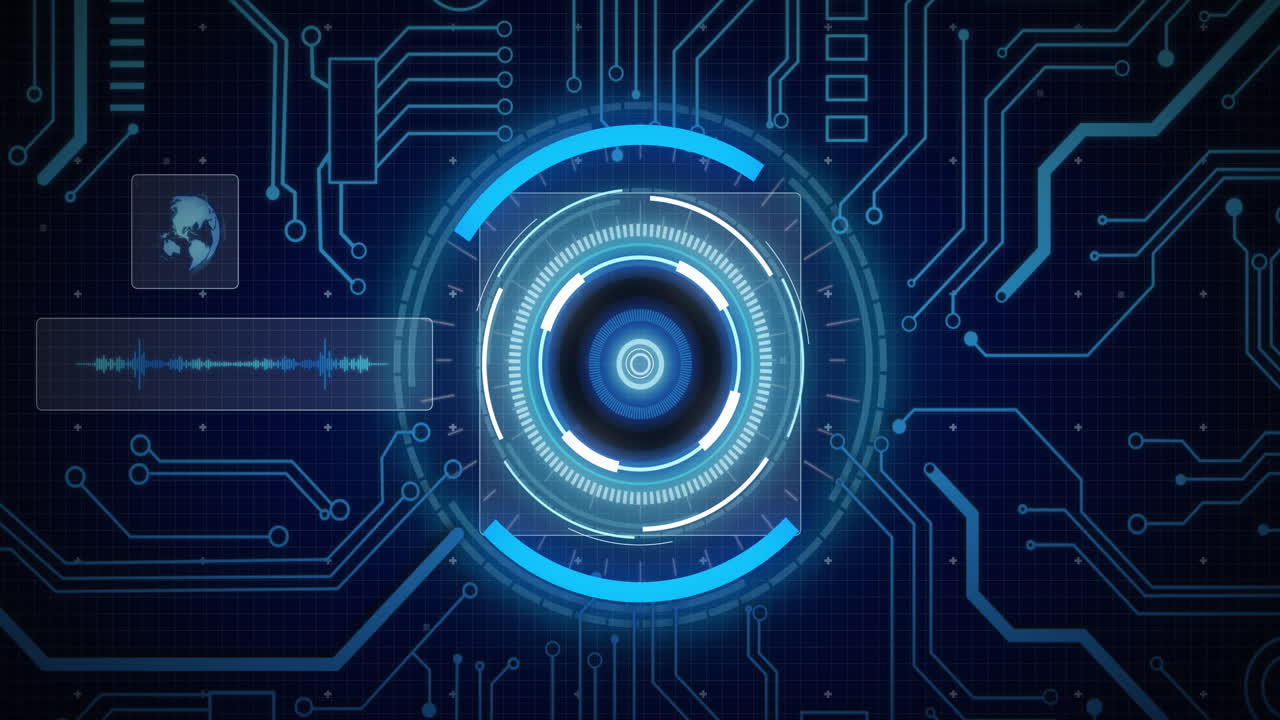 Animation of scopes scanning and data processing over computer circuit board