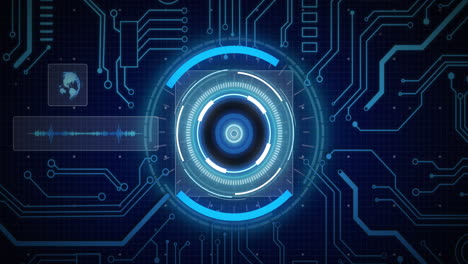 animación de escaneos y procesamiento de datos a través de una placa de circuitos informáticos