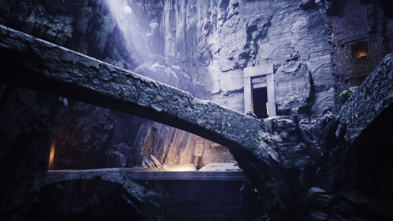 Ancient ruins reveal hidden beauty in a secluded cave with sunlight