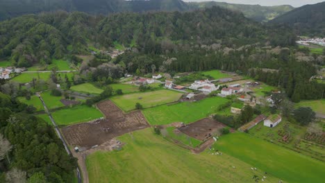 Vista-Aérea-De-Campos-Verdes-En-Las-Azores