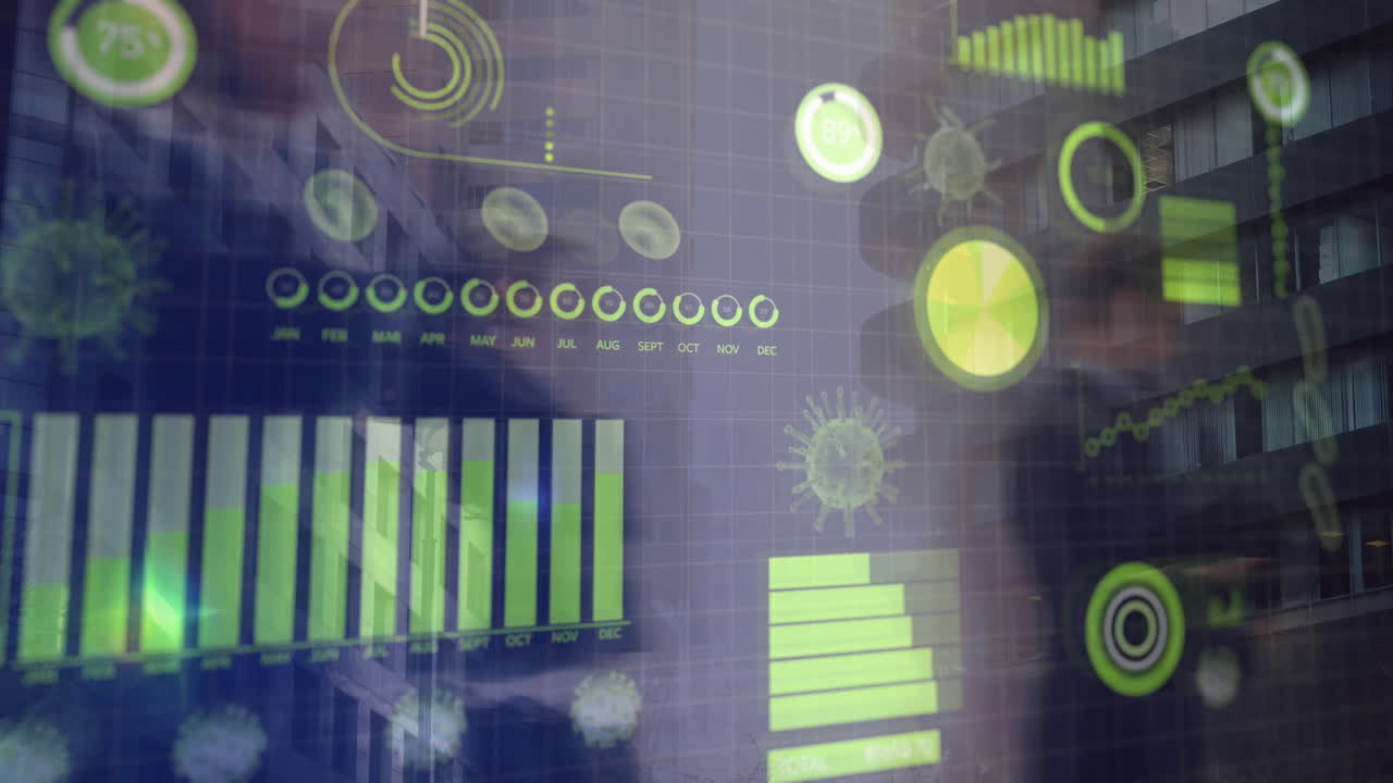 Coronavirus digital interface against people walking