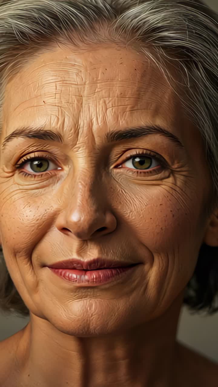 Vertical video: Droplets scattering causing woman tilting back water dripping down face in studio