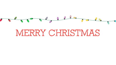 merry christmas text with colorful garland on white background 1