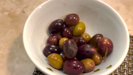 delicious olives served as a snack