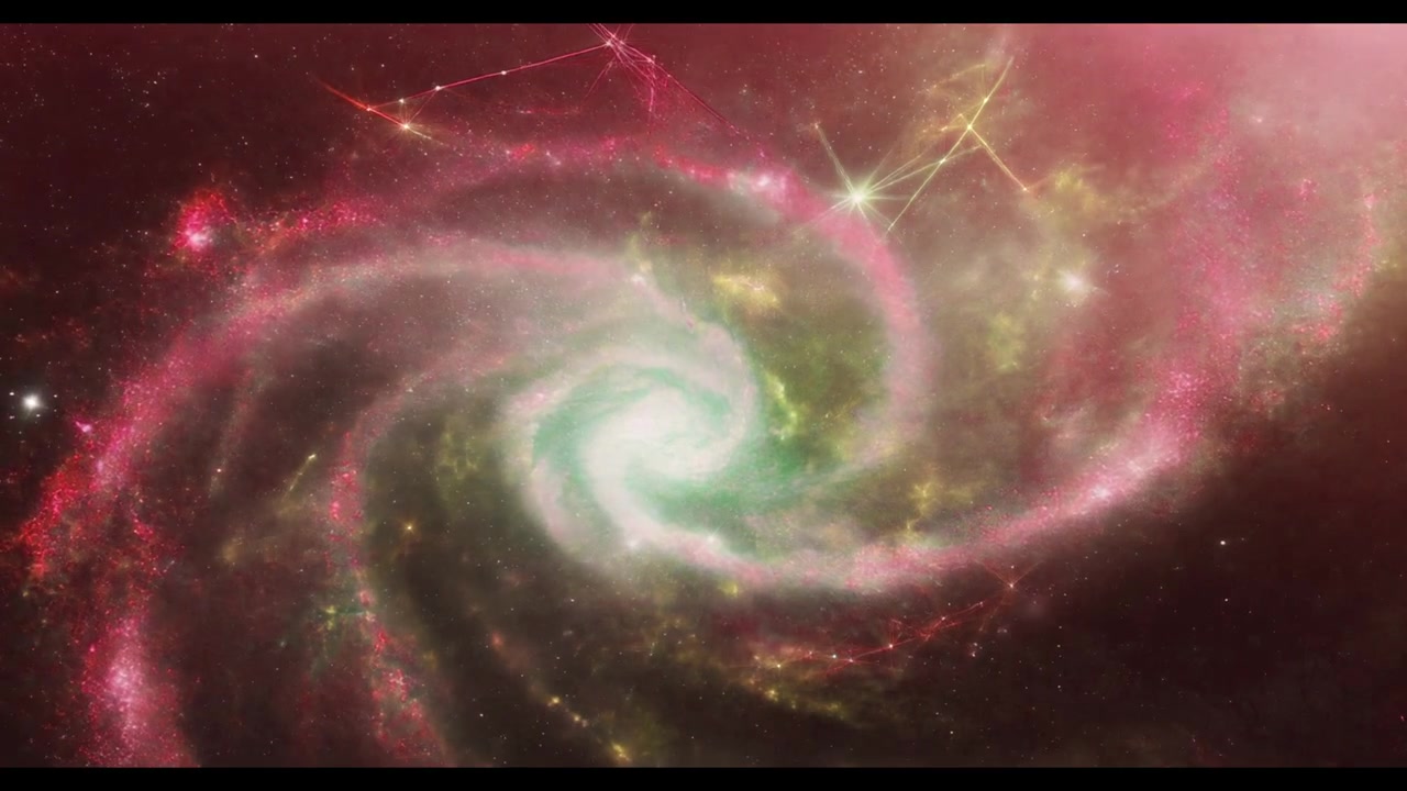 Vibrant Spiral Galaxy with Glowing Stars and Nebula Clouds