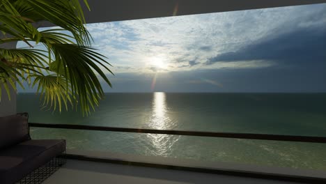 ocean view from a balcony on the sea, sunset stock video