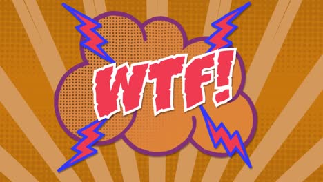 animation of wtf text on orange background