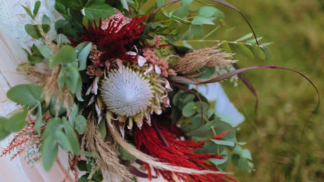 Bride with wedding bouquet. Wedding shot of girl with bouquet