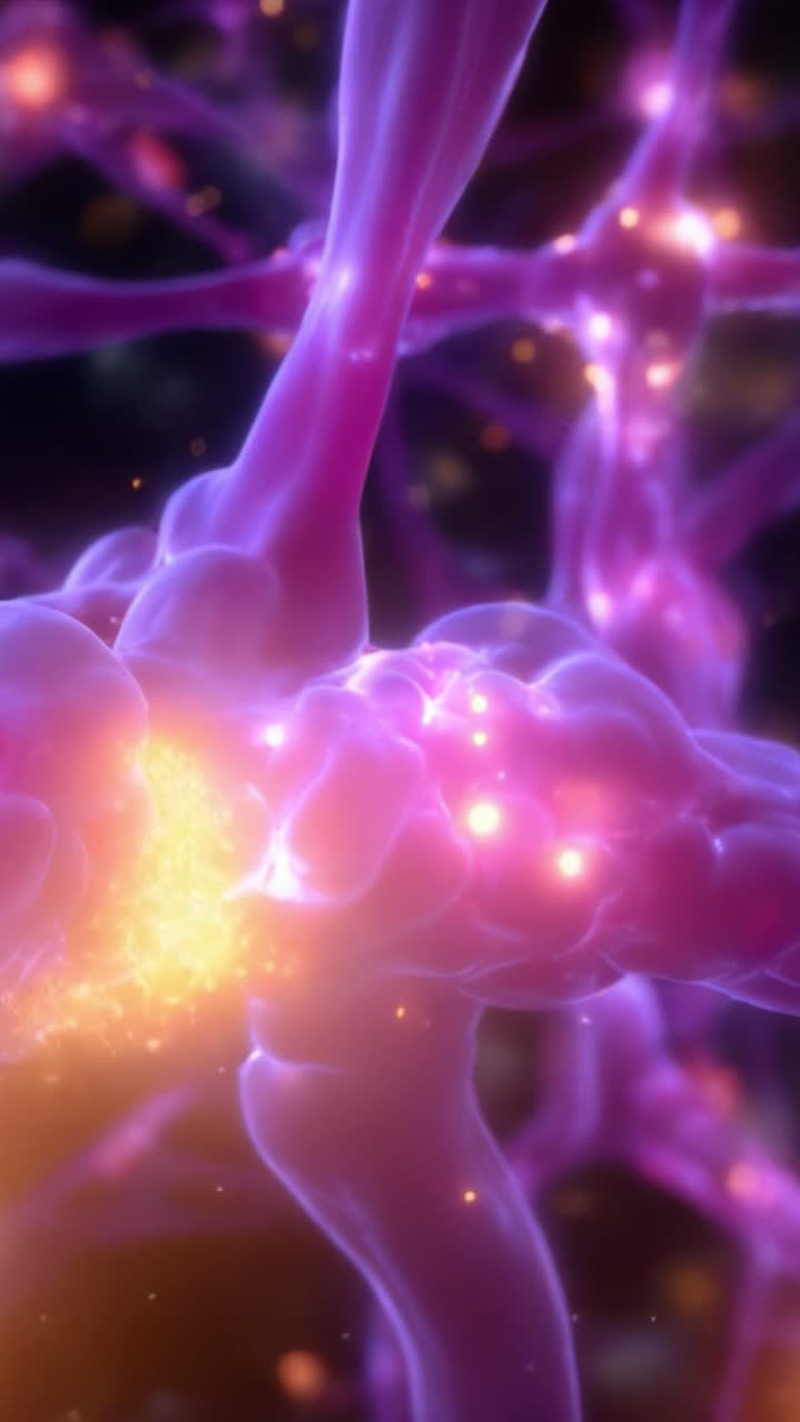 Exploring the Intricate Network of Neurons: A Mesmerizing Visualization of Synaptic Connections Illuminated by Pulsating Light Effects and Vibrant Colors