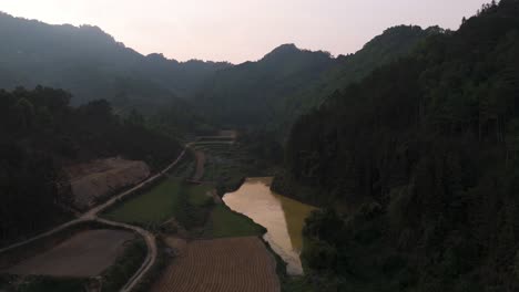 aerial view of terraced rice fields in vietnam