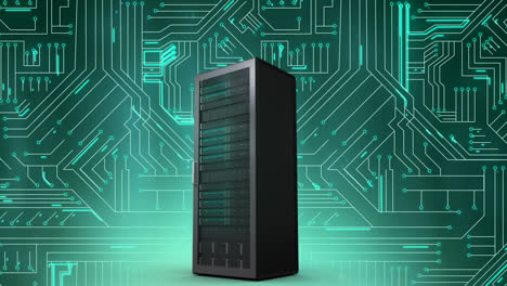 torre de computadora y placa de circuito verde brillante