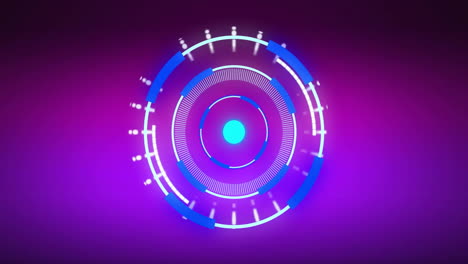 rotating circular animation with blue and purple neon lights over dark background
