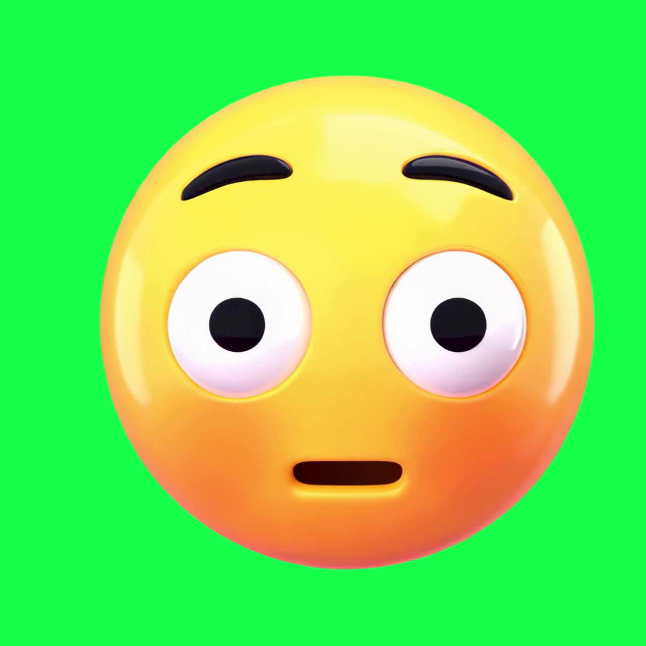 Blushing 3d emoticon character animation, transparent 4K video, green screen
