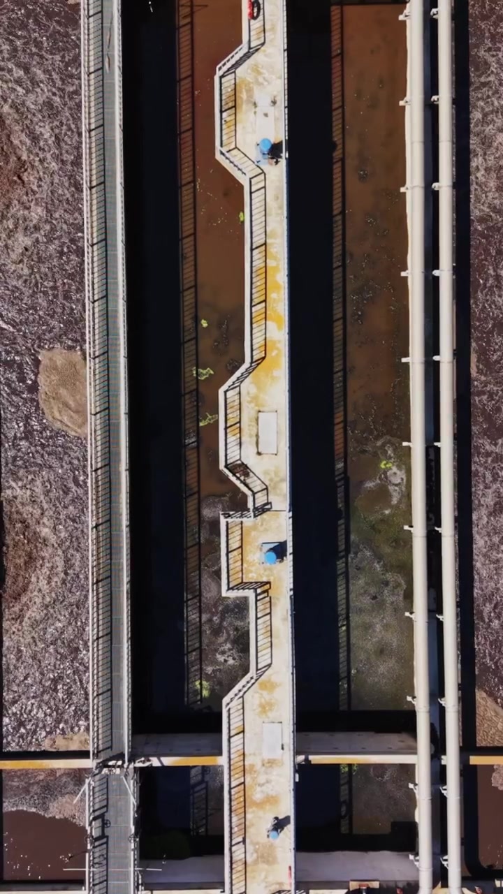 Water treatment plant in action during the day