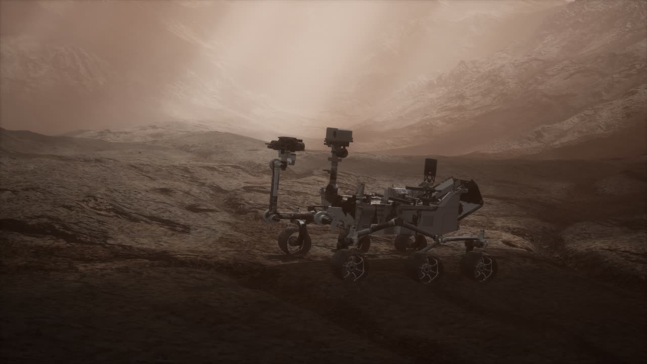Curiosity Mars Rover exploring the surface of red planet