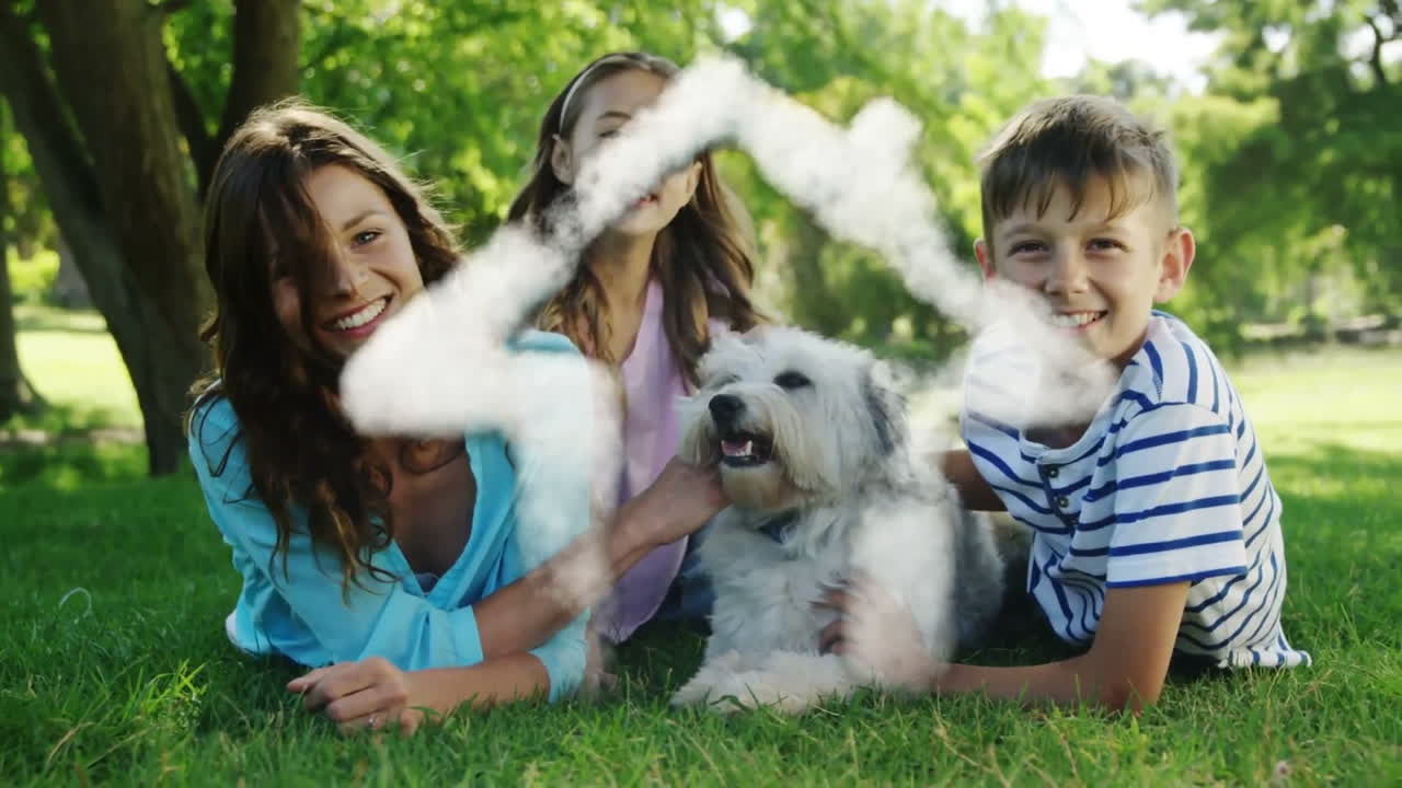 casa de ensueño y familia con perro