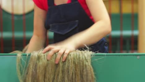 rope made from flax at manufacturing line.