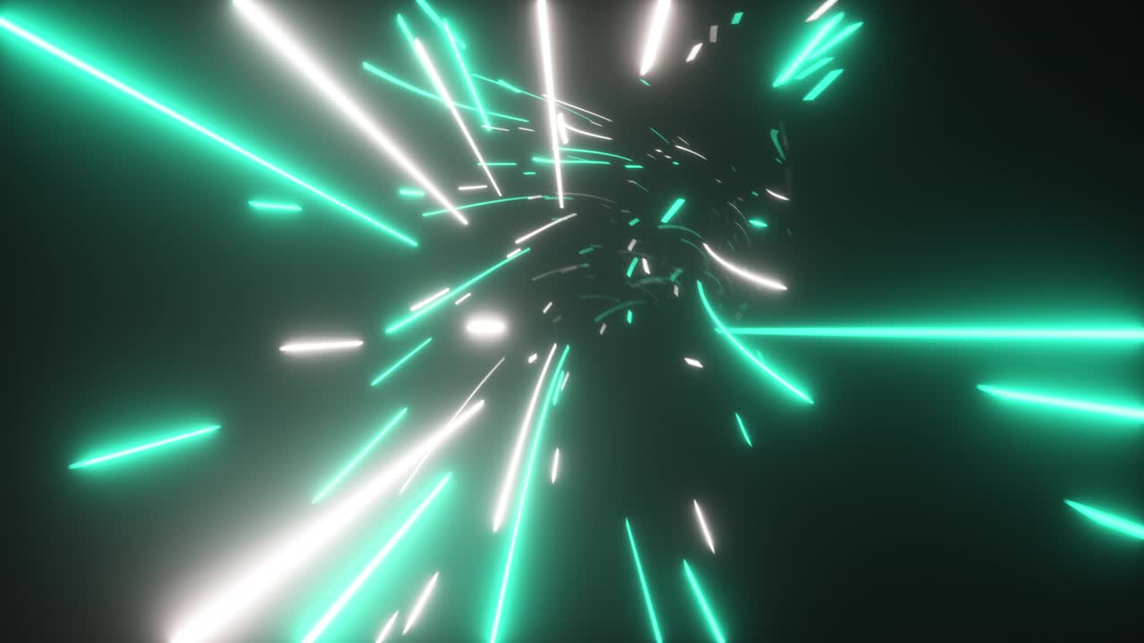 volando en un túnel de tecnología de neón brillante abstracto. luz moderna. hiper salto en el espacio de datos. seamlees bucle 3d render