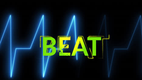 animation of beat text on black background with heart rate