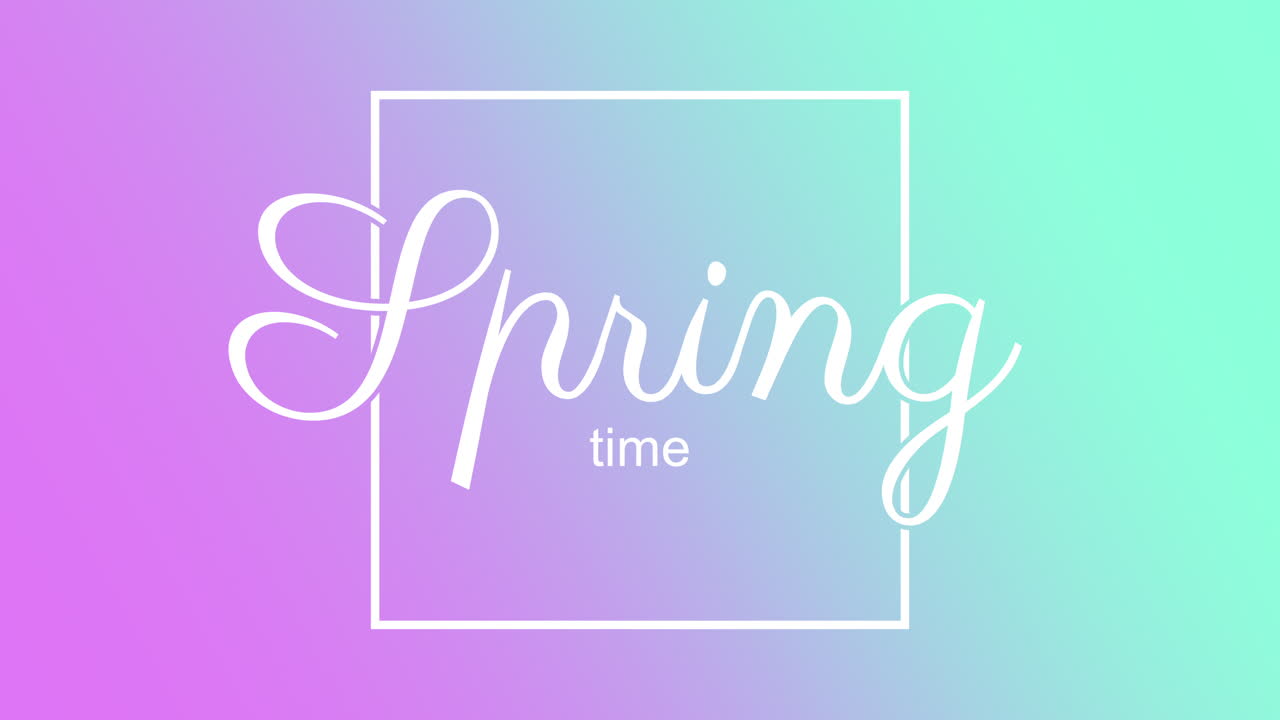 Spring Time in frame on fashion purple and green gradient