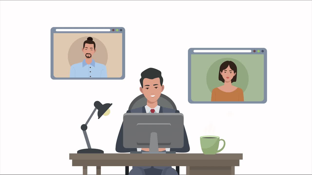 businessman working in desktop with websites
