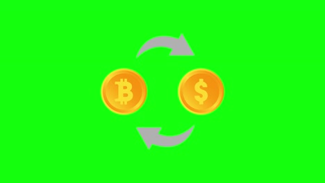 cambio de color bitcoin icono de dólar moneda de criptomoneda plana dinero 10 animaciones pantalla verde clave de croma