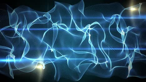 Animation-of-green-waves-moving-over-black-background