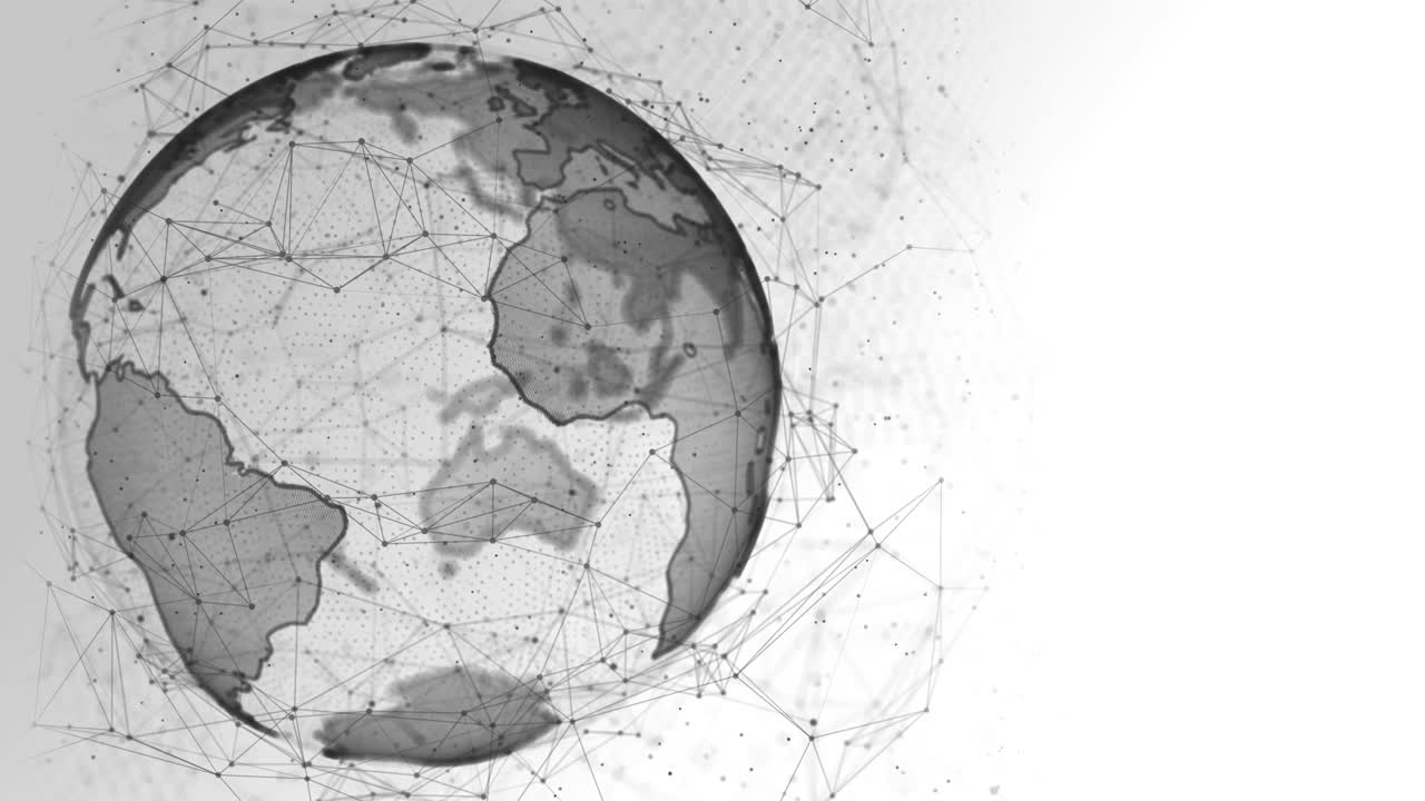 Grey White World map Loop Animation background. Global network connection.