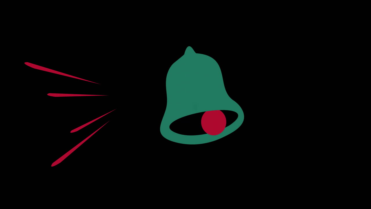Animation of lines around swinging bell against black background