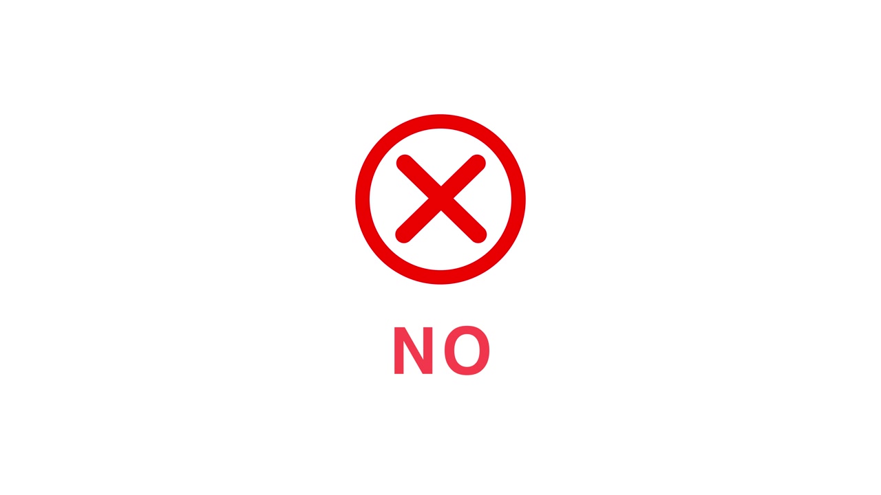 Animated Red No Symbol with Cross Mark on White Background