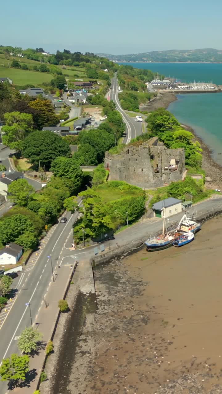 Slow descending social ratio aerial video of Carlingford in County Louth, Ireland. Filmed in 1080x1920, 60FPS and with Rec709 color