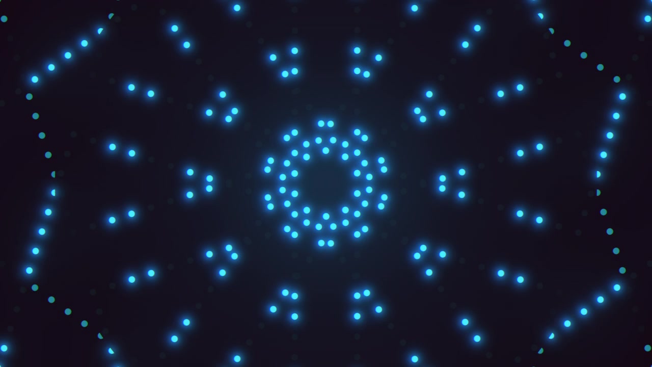 An image depicting a futuristic pattern with glowing blue circles arranged in a symmetrical circular design, creating an intricate and visually appealing aesthetic