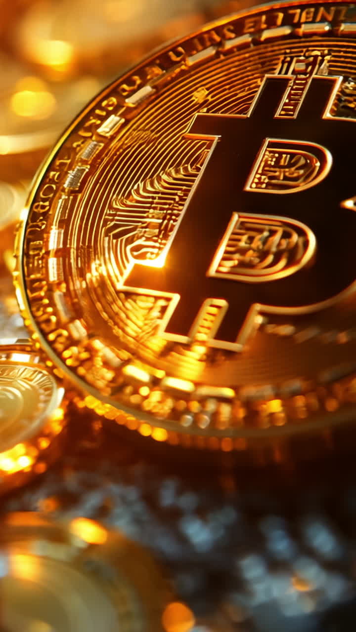 A shiny gold coin with the letter B on it sits on top of a pile of other gold coins. The coins are all different sizes and shapes, but they all have a similar golden hue