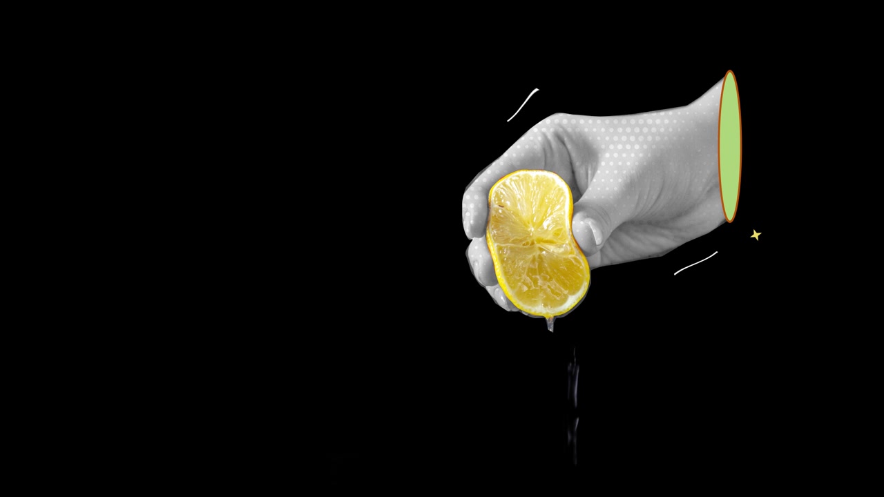 Elementos animados de comida estilo collage en canal alfa