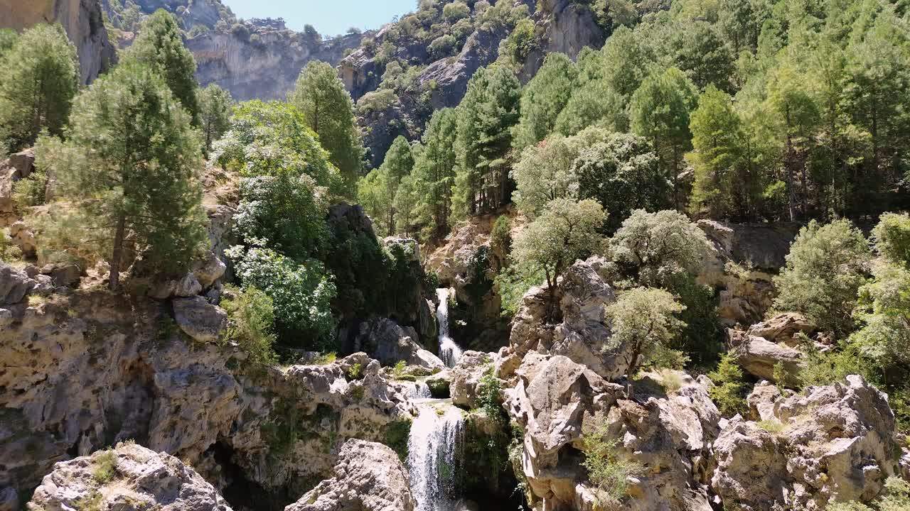 Stunning Waterfall in Lush Mountain Forest