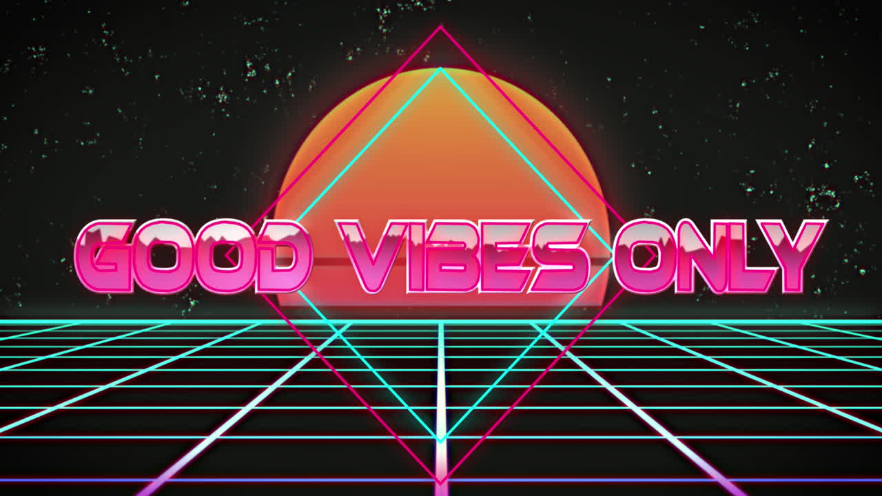 디지털 일몰 위에 좋은 진동의 애니메이션 오직 텍스트