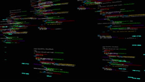 4k abstract computer code running in a virtual space loop animation software developer programming