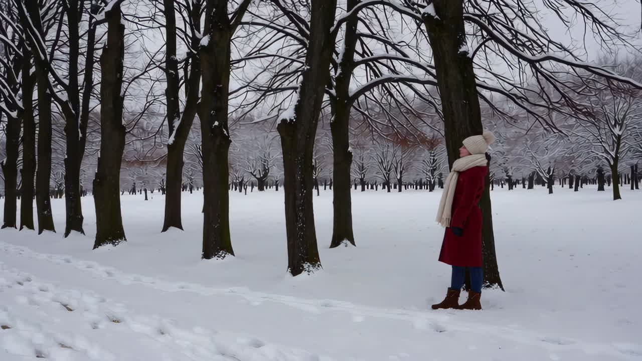 Woman in a snowy winter park