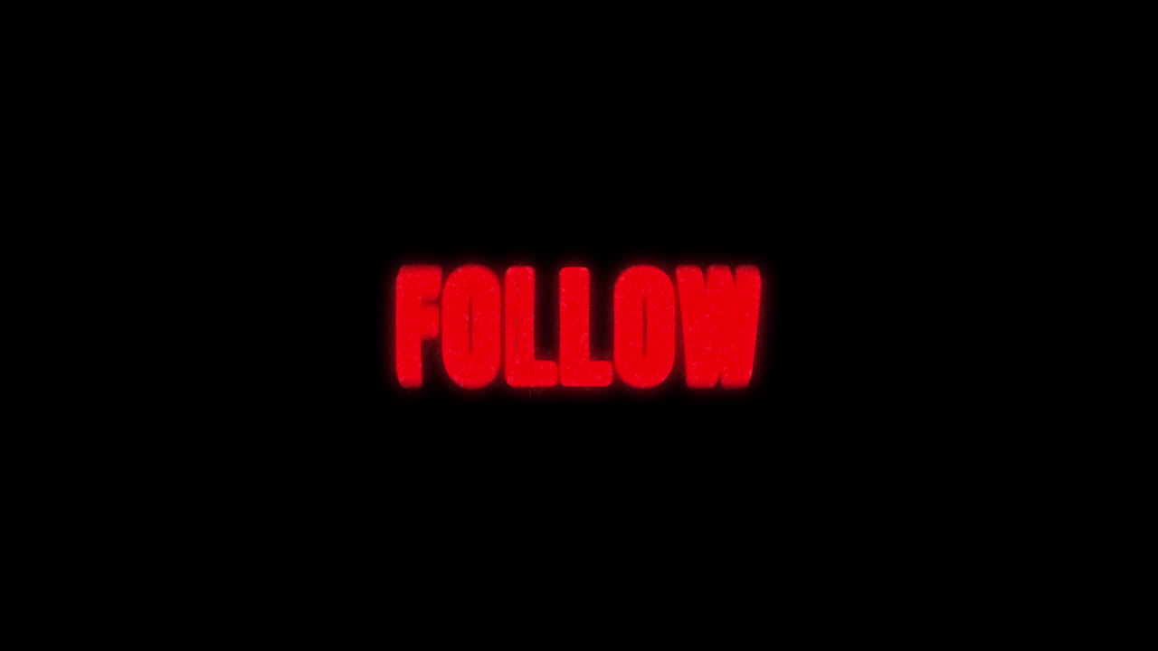 Red Glowing 'Follow' Text Animation on Black Background
