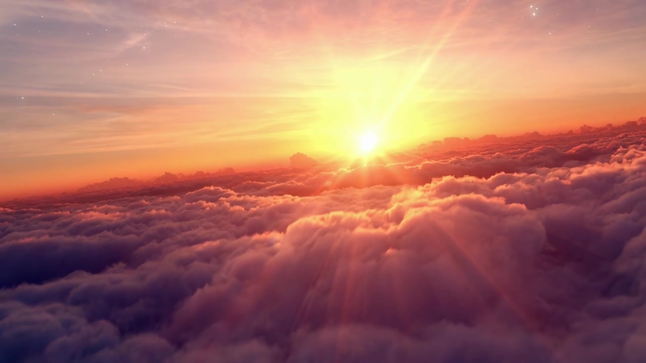 Veduta aerea di un tramonto dorato sopra nuvole spesse