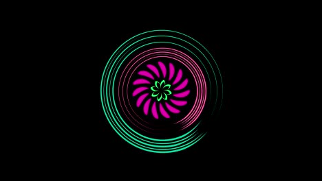 graphic designs that rotate in the center and increase the size, up to cover the whole background and disappear.