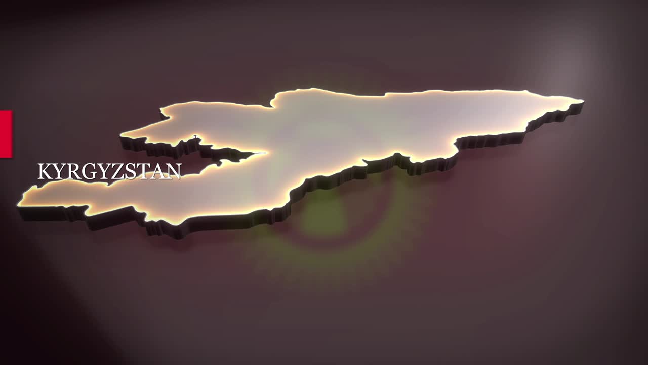 키르기스스탄의 3d 애니메이션 지도