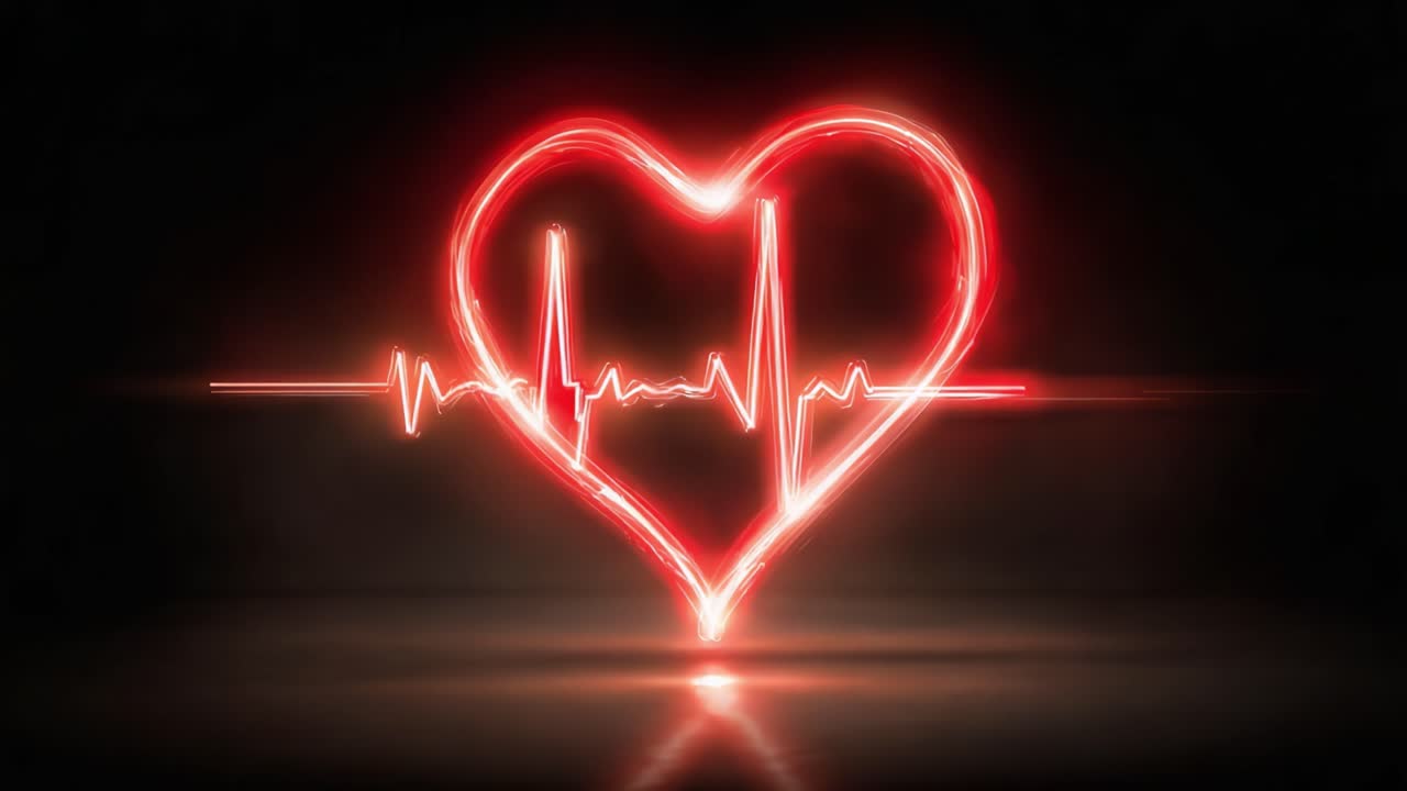 A Vibrant Heartbeat: Captivating Visualization of a Heart Shape Intertwined with EKG Waveform Representing Life and Vitality