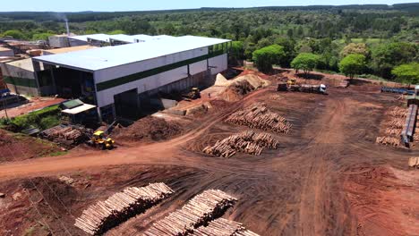 vista aérea de la planta de procesamiento de madera