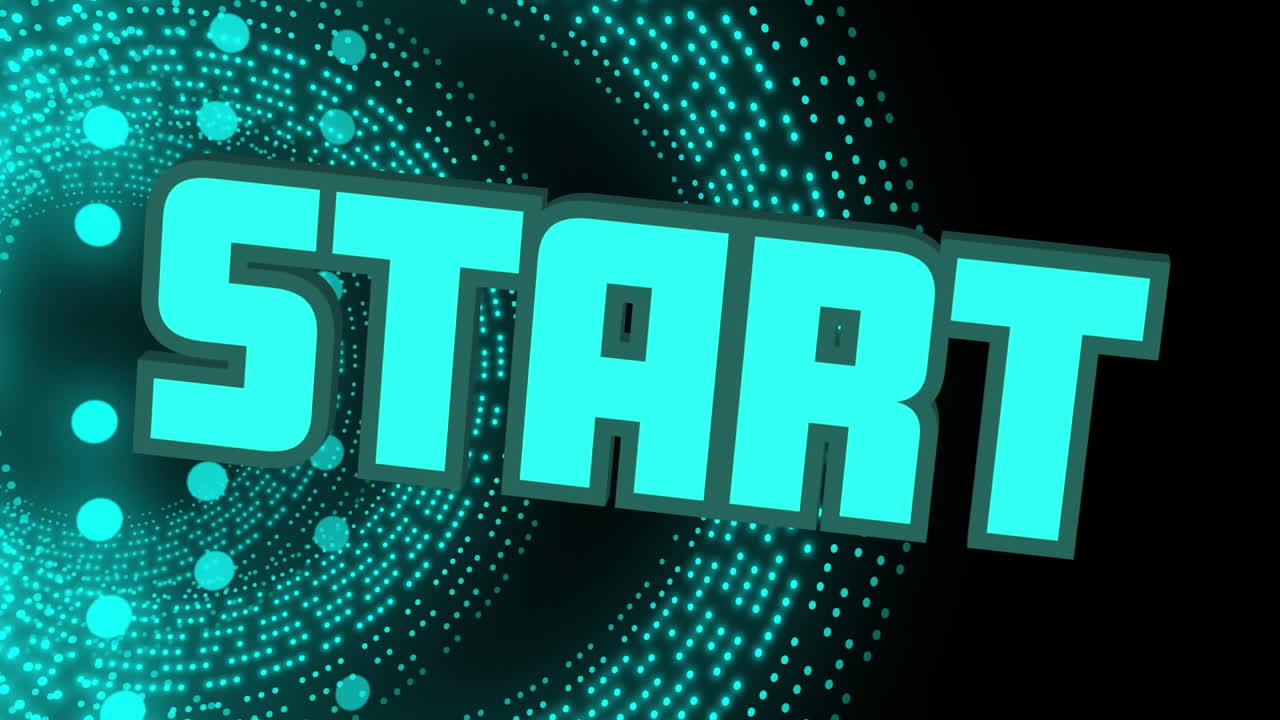 animación del texto de inicio sobre el patrón de luz azul intermitente.