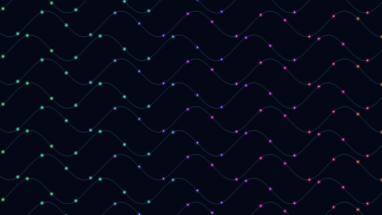 Dynamic and playful zigzag pattern of vibrant colored lines on black background