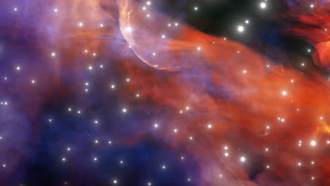 interstellar fly through with multi colored gas and dust clouds nebula with stars passing. deep space exploration photo animation. space background 3d abstract prores 4k.