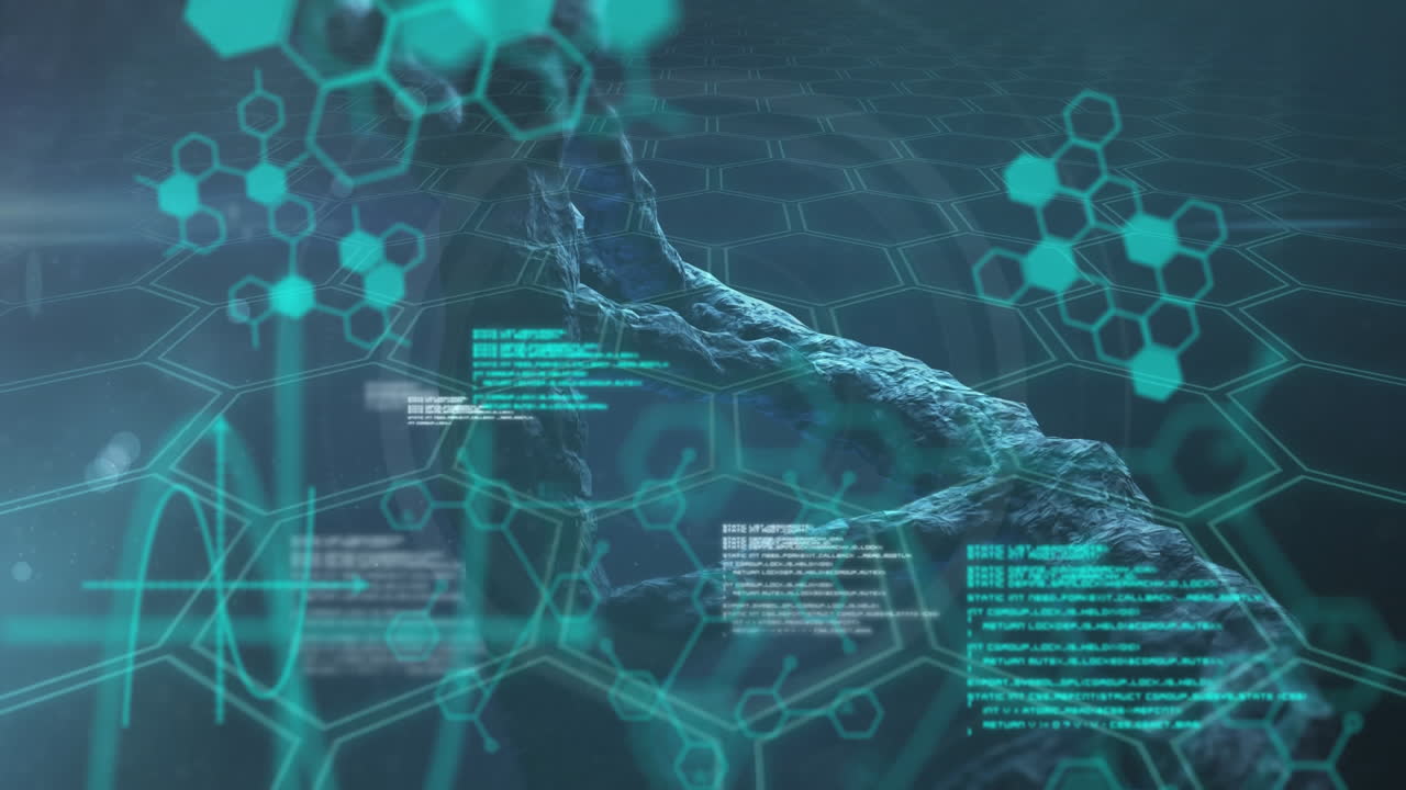 Animation of pixel arrows with turning globe and information moving on screen