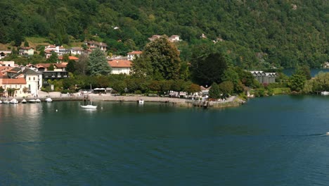 beautiful italian pella town on lake orta in piedmont region of italy